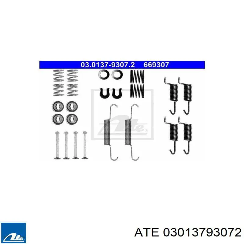 Установочный комплект задних барабанных колодок ATE 03013793072 цена, от 14.73 USD