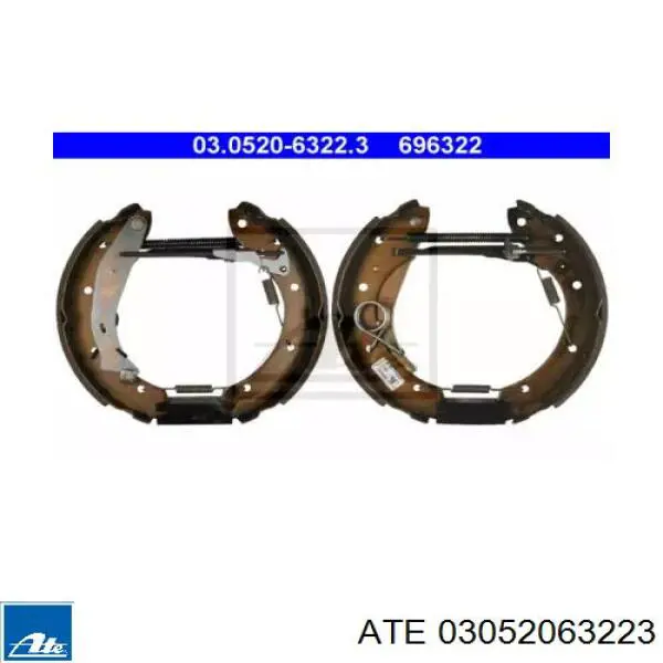 Колодки тормозные задние барабанные, в сборе с цилиндрами, комплект 03052063223 ATE