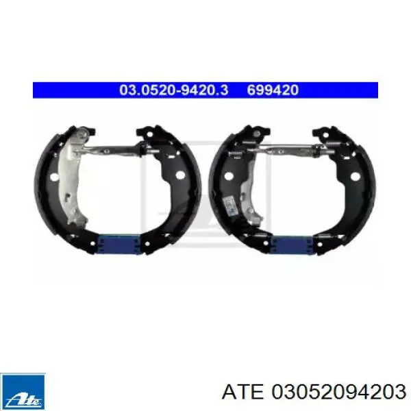 Колодки тормозные задние барабанные, в сборе с цилиндрами, комплект 03052094203 ATE