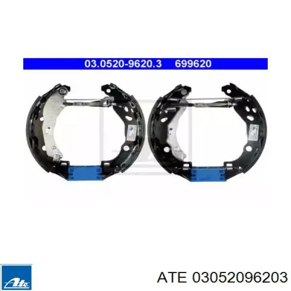 03.0520-9620.3 ATE sapatas do freio traseiras de tambor, montadas com cilindros, kit