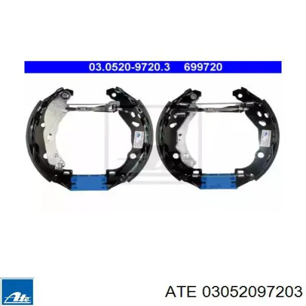 Колодки тормозные задние барабанные, в сборе с цилиндрами, комплект 03052097203 ATE