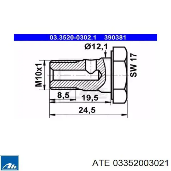 03352003021 ATE Болт (гайка) крепежа