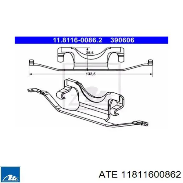 Комплект пружинок крепления дисковых колодок задних 11811600862 ATE