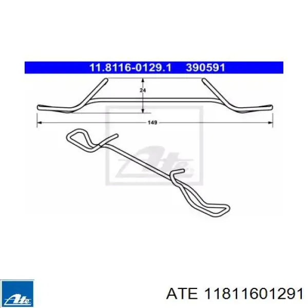 Ремкомплект тормозных колодок ATE 11811601291 цена, от 3.42 USD