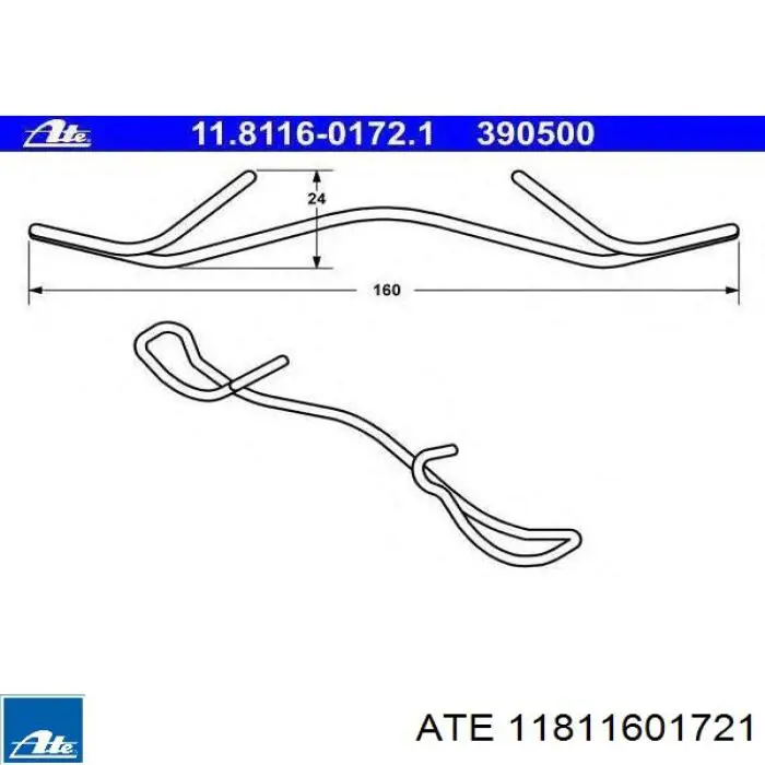 11.8116-0172.1 ATE комплект пружинок крепления дисковых колодок задних