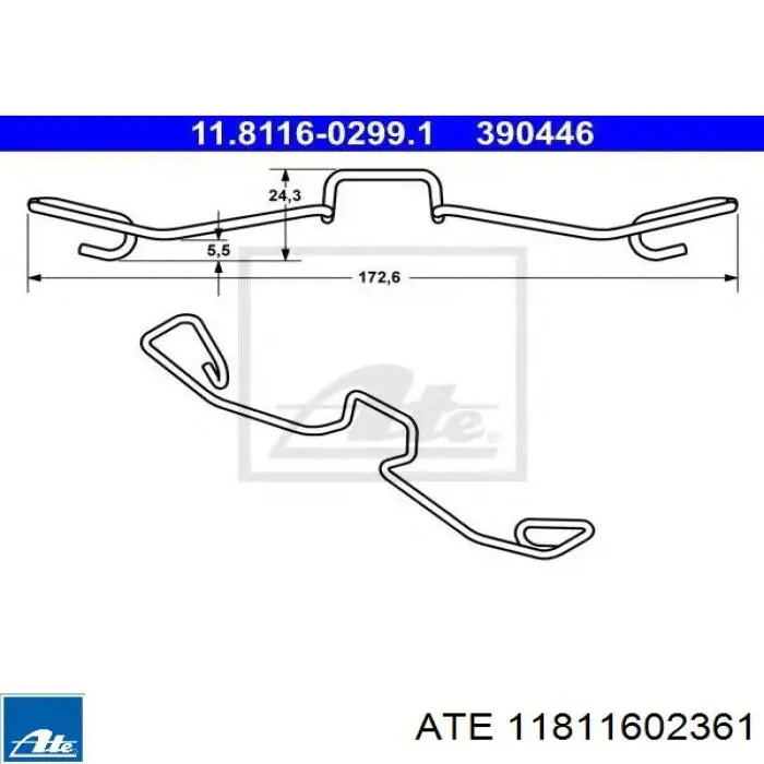 Комплект пружинок кріплення дискових колодок, задніх 11811602361 ATE