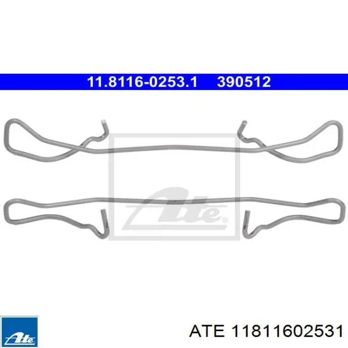 Комплект пружинок кріплення дискових колодок, передніх 11811602531 ATE