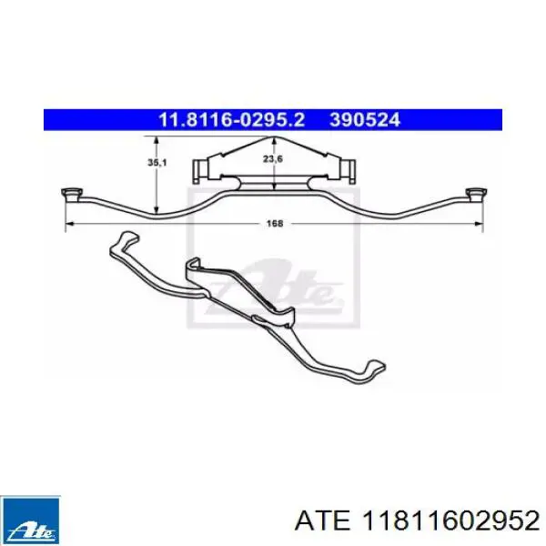 Комплект пружинок крепления дисковых колодок передних 11811602952 ATE