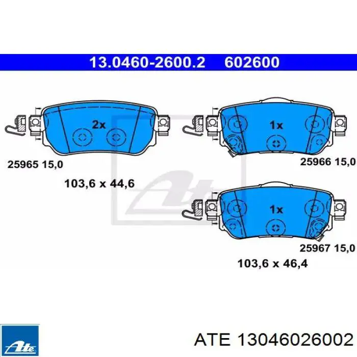 13.0460-2600.2 ATE sapatas do freio traseiras de disco