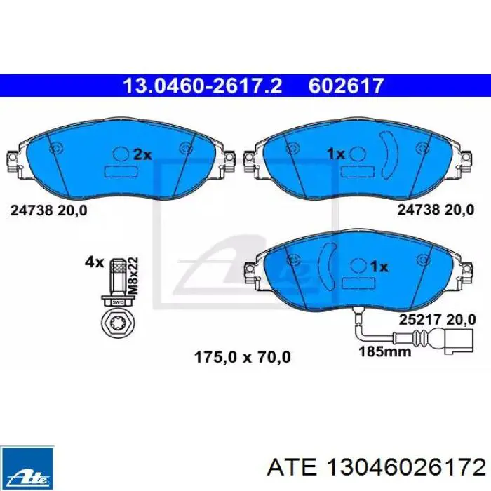 Передние тормозные колодки 13046026172 ATE