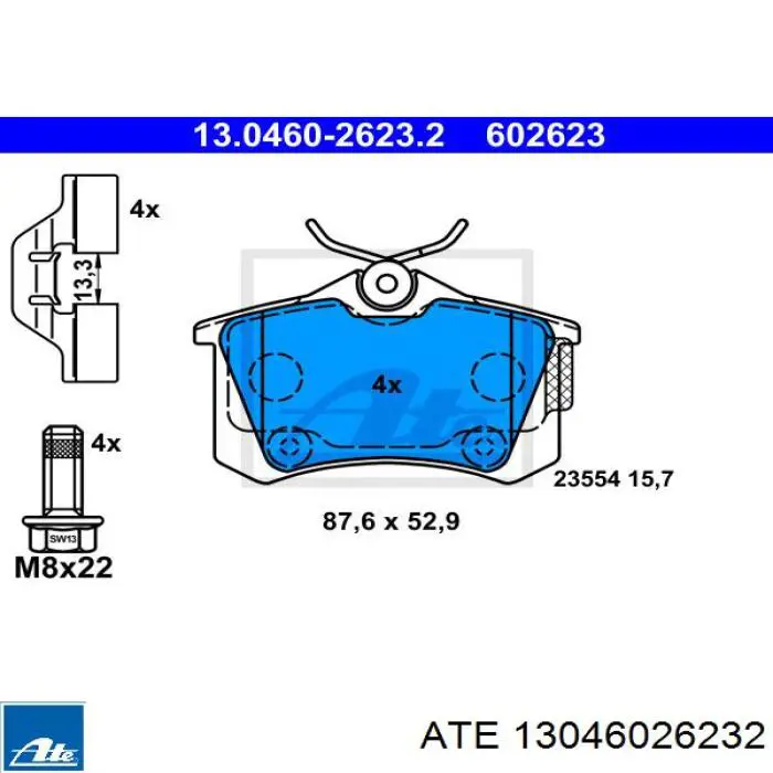 Задние тормозные колодки 13046026232 ATE
