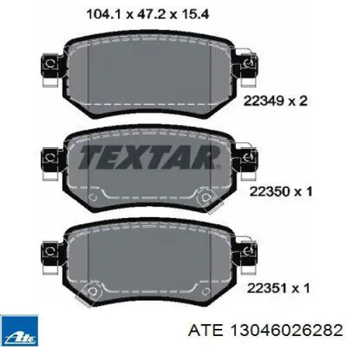 13046026282 ATE sapatas do freio traseiras de disco
