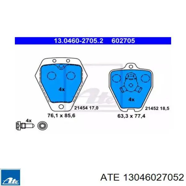 13046027052 ATE передние тормозные колодки