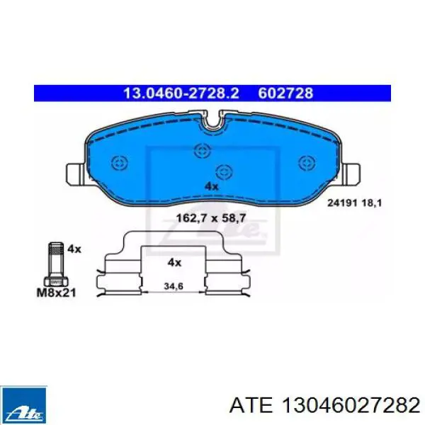 Pastillas de freno delanteras 13046027282 ATE