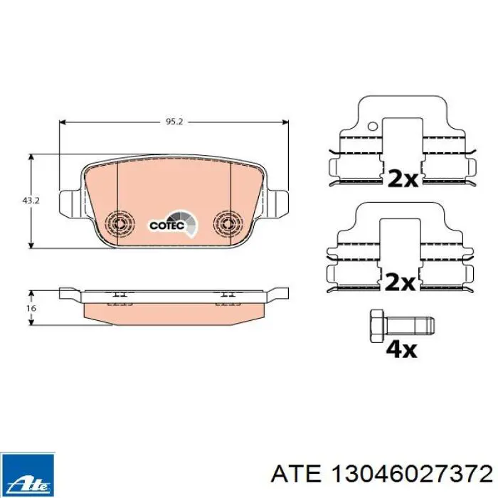 Колодки дисковые  ATE 13046027372 цена, от 51.79 USD