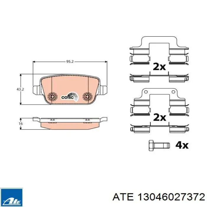 Купить 13046027372 ATE Колодки тормозные задние, дисковые