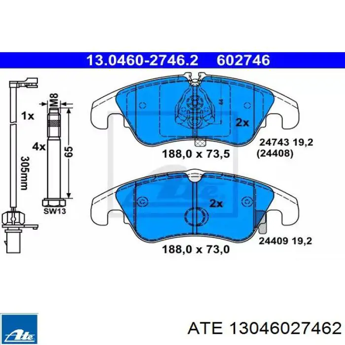 Колодки ATE 13046027462 цена, от 89.78 USD