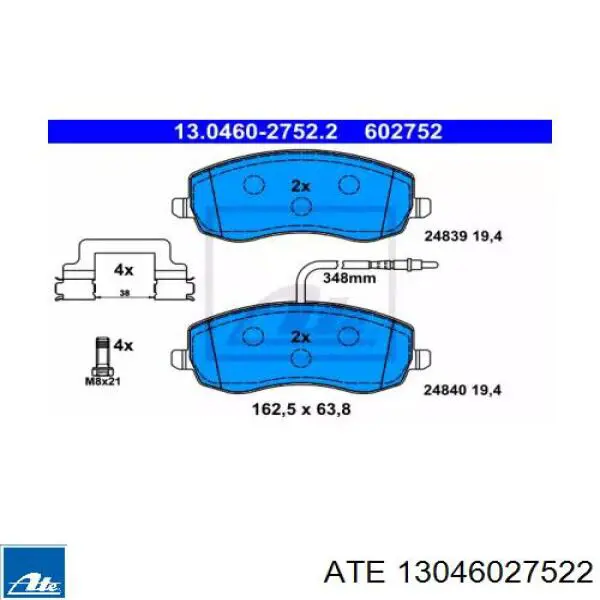 Передние тормозные колодки 13046027522 ATE