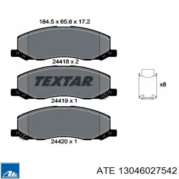 Передние тормозные колодки 13046027542 ATE
