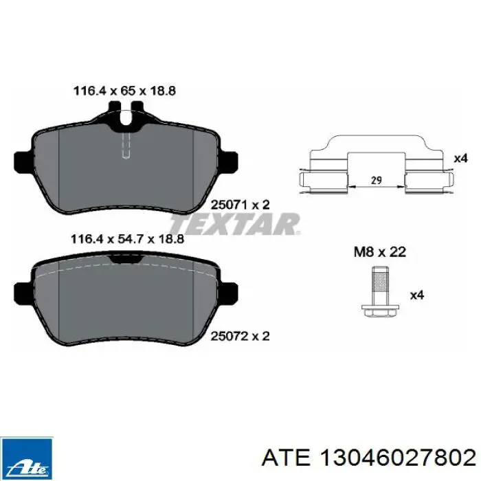 Pastillas de freno traseras 13046027802 ATE