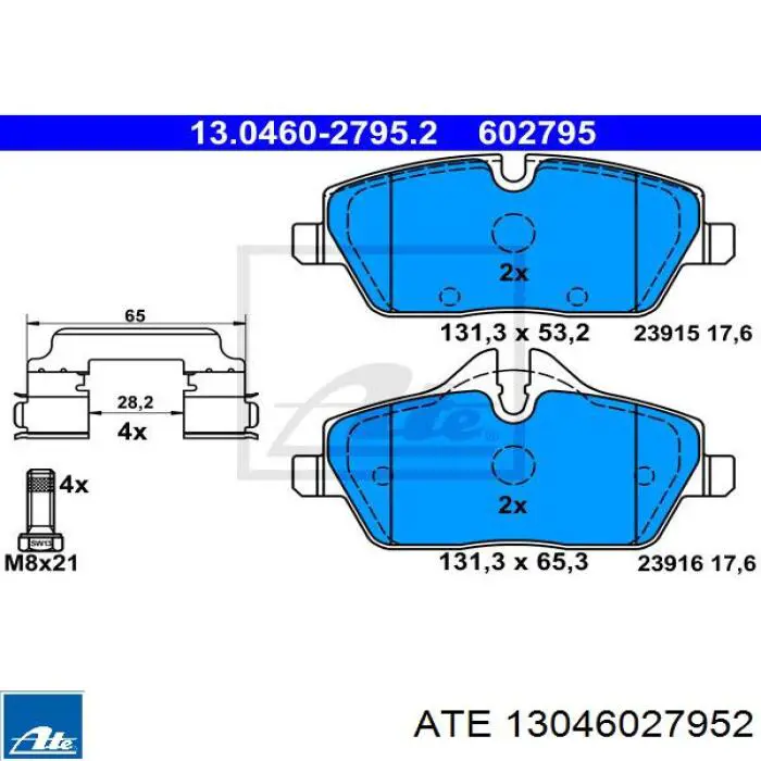 Колодки ATE 13046027952 цена, от 94.99 USD
