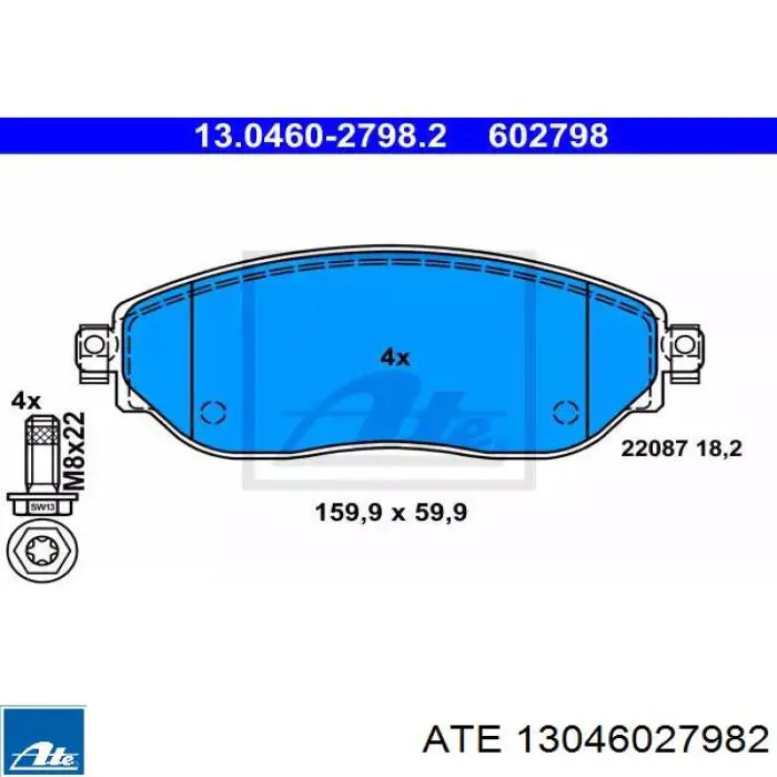 Передние тормозные колодки 13046027982 ATE