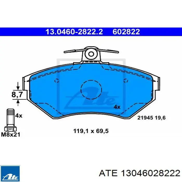 Колодки ATE 13046028222 цена, от 19.46 USD