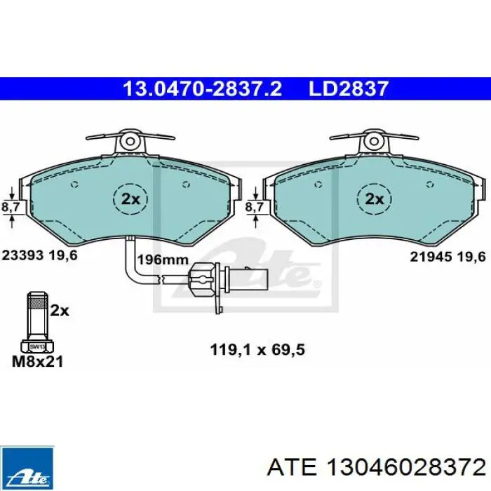 Колодки ATE 13046028372 цена, от 43.72 USD