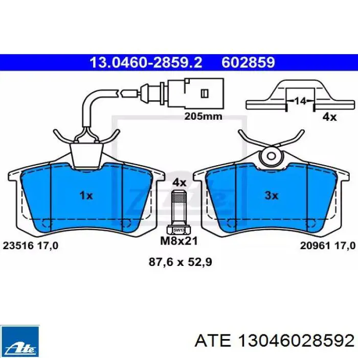 Колодки дисковые  ATE 13046028592 цена, от 35.24 USD
