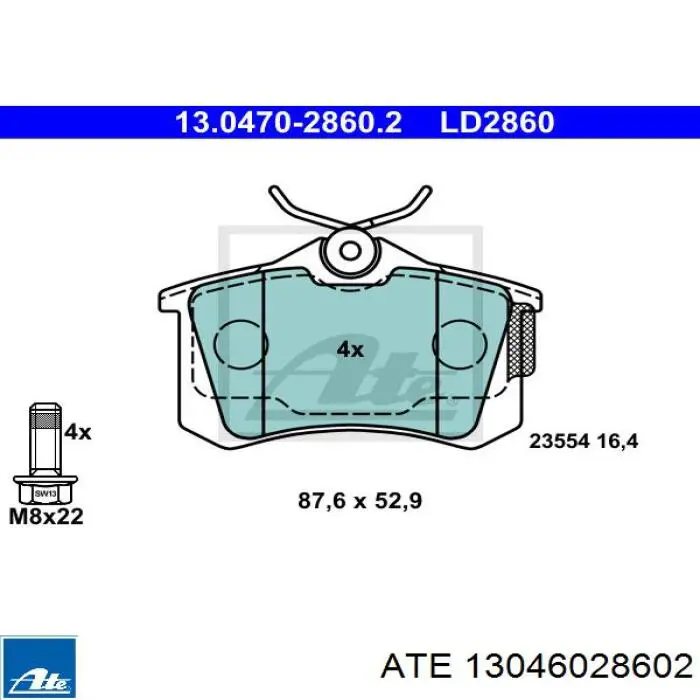 Колодки дисковые  ATE 13046028602 цена, от 32.74 USD