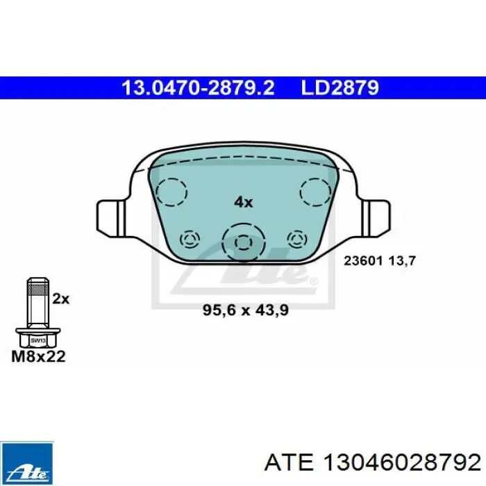Колодки дисковые  ATE 13046028792 цена, от 25.51 USD