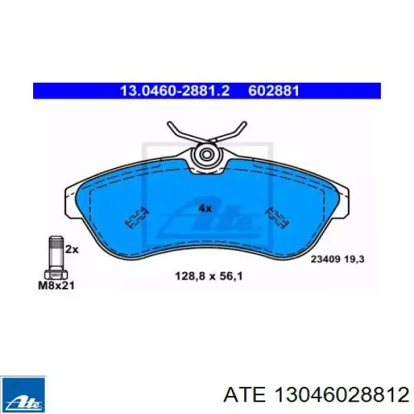 Передние тормозные колодки 13046028812 ATE