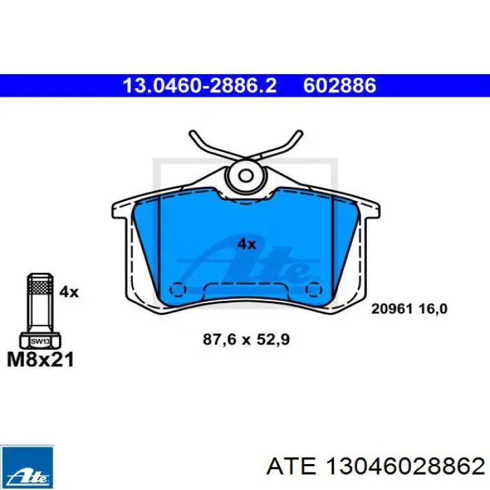 Колодки дисковые  ATE 13046028862 цена, от 30.38 USD