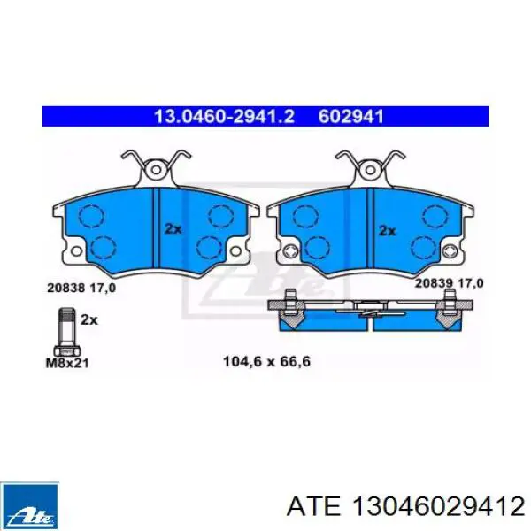 Передние тормозные колодки 13046029412 ATE