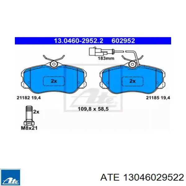 Передние тормозные колодки 13046029522 ATE