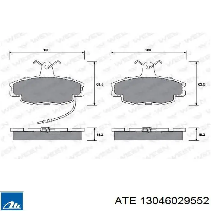 Передние тормозные колодки 13046029552 ATE