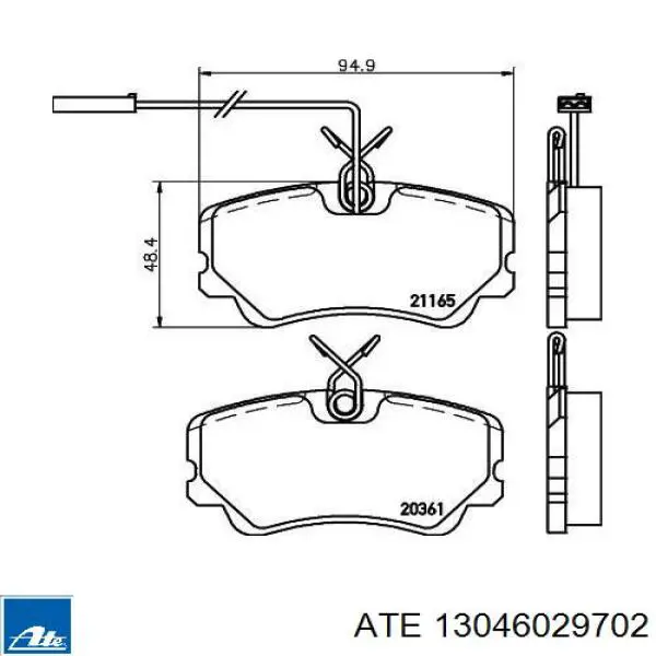 Передние тормозные колодки 13046029702 ATE