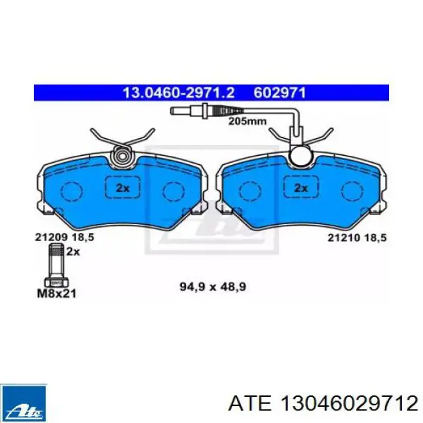 Передние тормозные колодки 13046029712 ATE