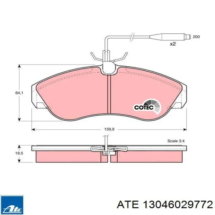 Передние тормозные колодки 13046029772 ATE