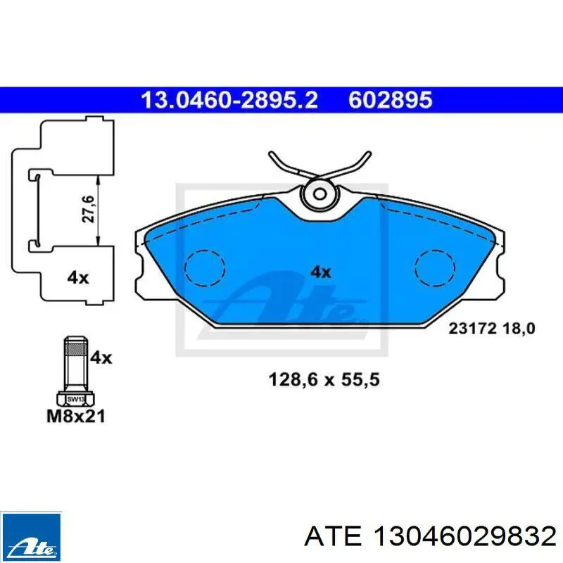 Тормозные колодки ATE 13046029832