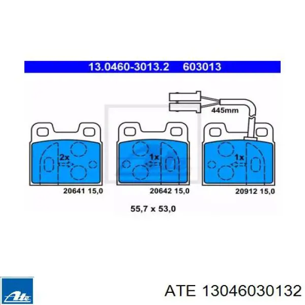 Задние тормозные колодки 13046030132 ATE