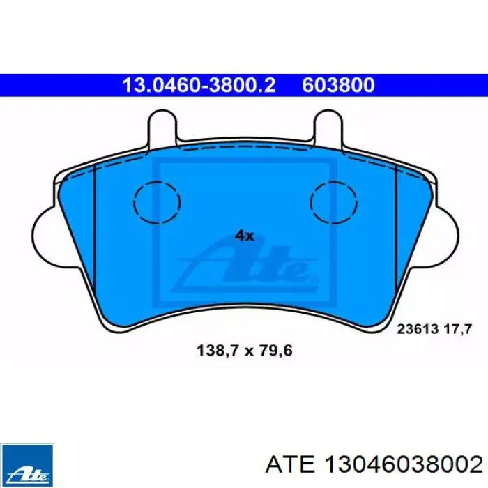 Передние тормозные колодки 13046038002 ATE