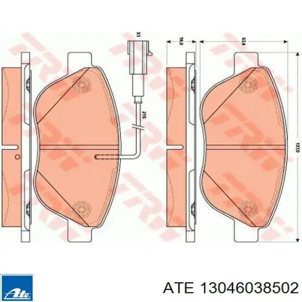 Тормозные колодки ATE 13046038502