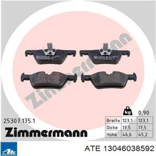 Колодки дисковые  ATE 13046038592 цена, от 62.49 USD