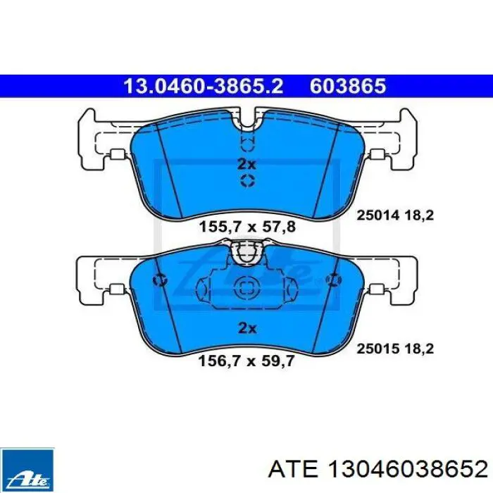 13.0460-3865.2 ATE sapatas do freio dianteiras de disco