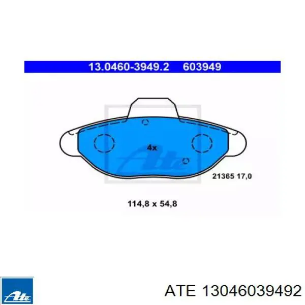 Передние тормозные колодки 13046039492 ATE