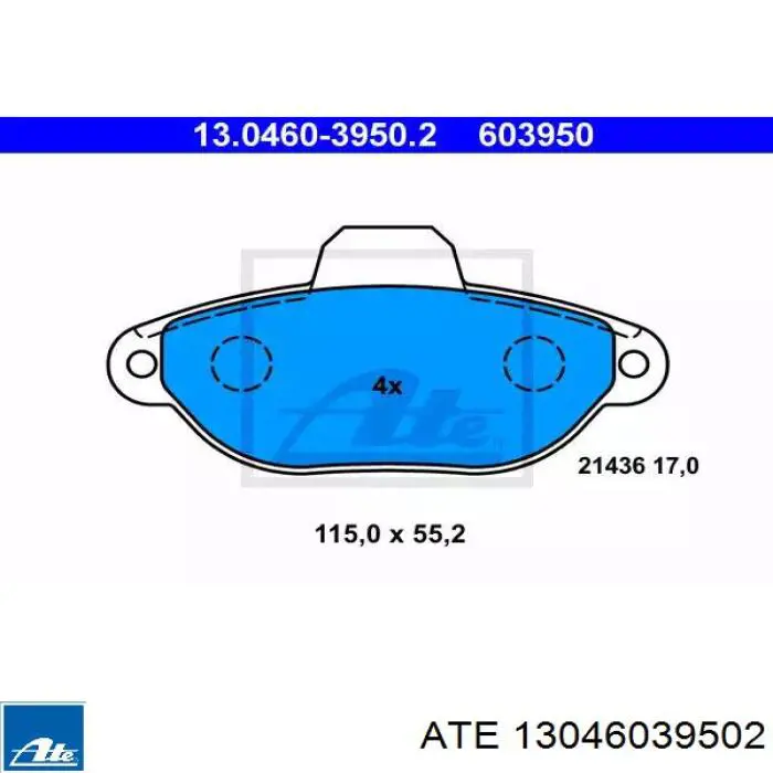 Передние тормозные колодки 13046039502 ATE