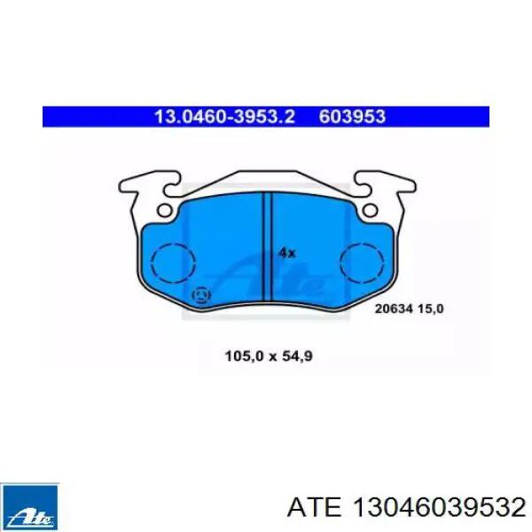 Передние тормозные колодки 13046039532 ATE