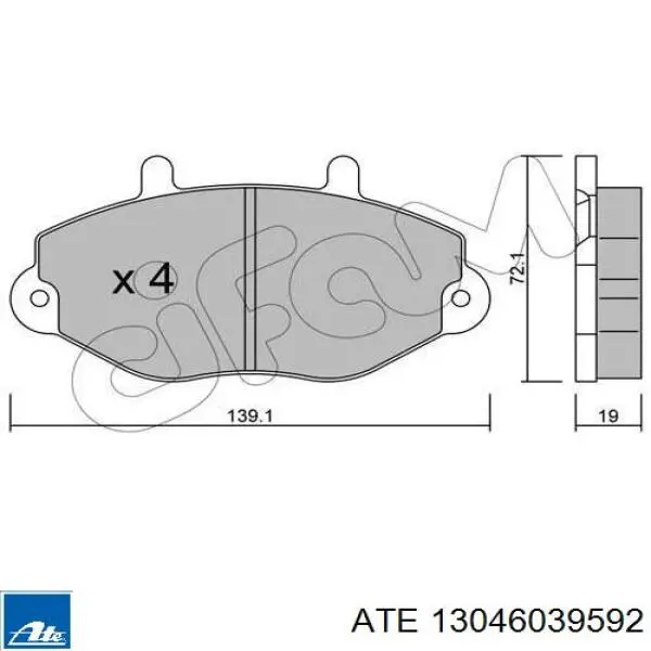 Передние тормозные колодки 13046039592 ATE