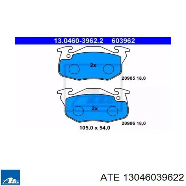 Передние тормозные колодки 13046039622 ATE